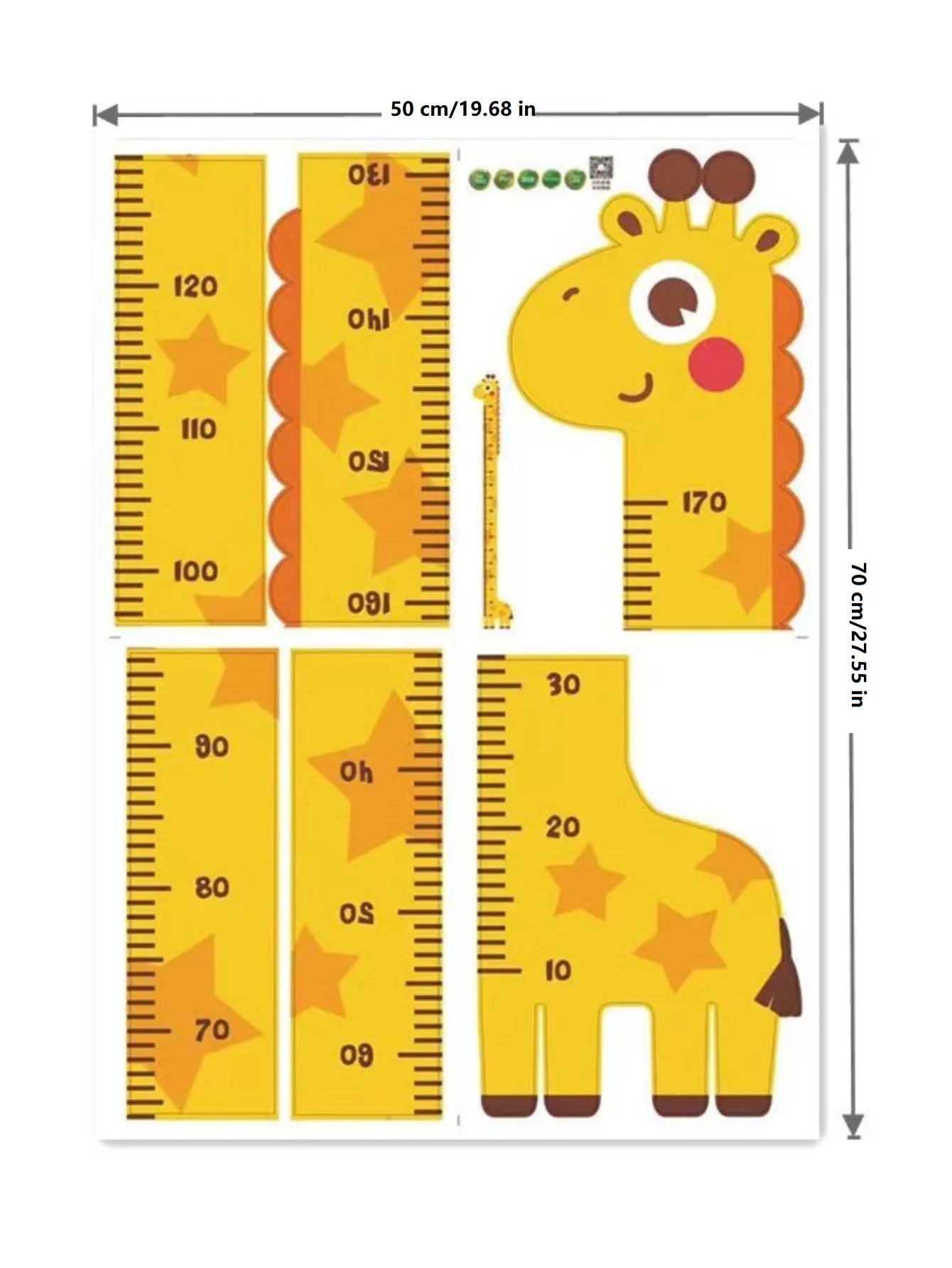 Autocollant de hauteur de dessin animé Licorne Dinosaure Girafe Mur Hauteur de mesure Règle Autocollants pour chambre d'enfants