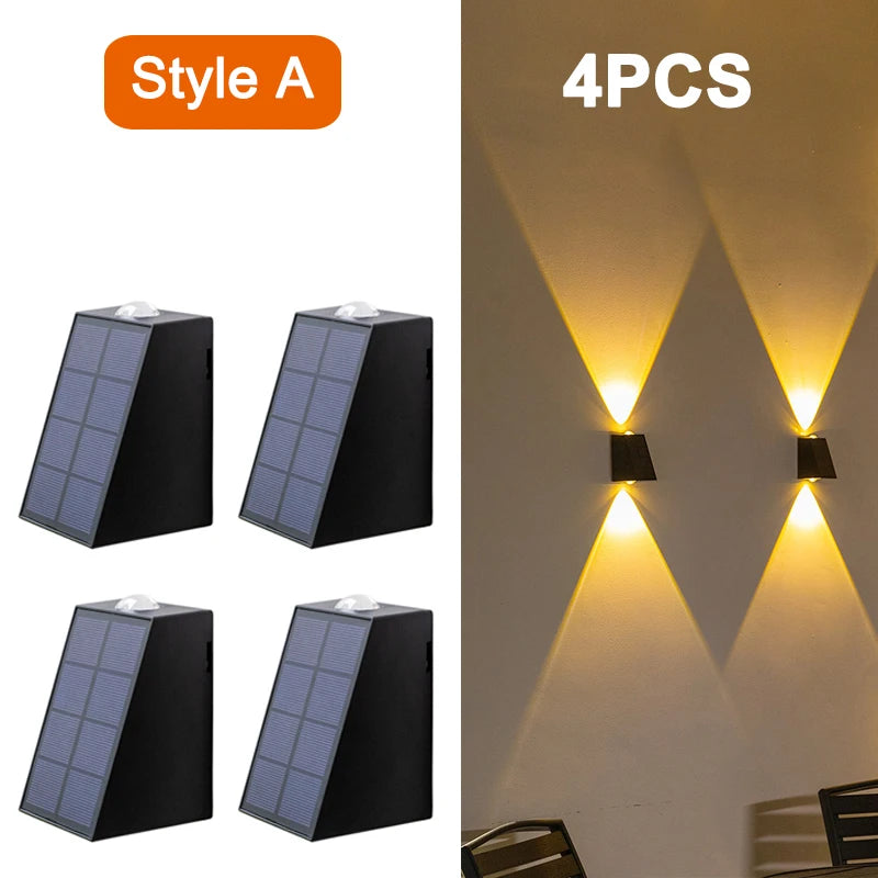 NEW Upgrade LED Outdoor Wall Solar Lights Waterproof Garden Wall Decoration Lighting For Villa Patio Stair Corridor