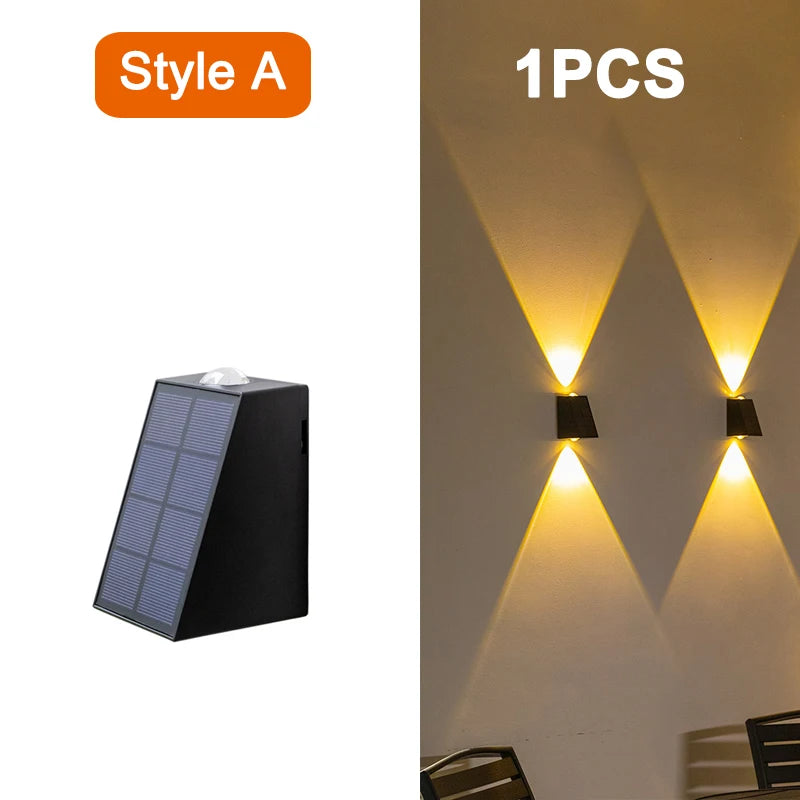 NEW Upgrade LED Outdoor Wall Solar Lights Waterproof Garden Wall Decoration Lighting For Villa Patio Stair Corridor