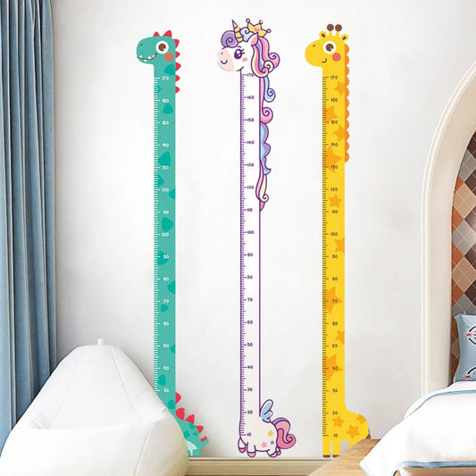 Autocollant de hauteur de dessin animé Licorne Dinosaure Girafe Mur Hauteur de mesure Règle Autocollants pour chambre d'enfants