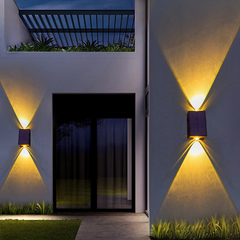 NEW Upgrade LED Outdoor Wall Solar Lights Waterproof Garden Wall Decoration Lighting For Villa Patio Stair Corridor