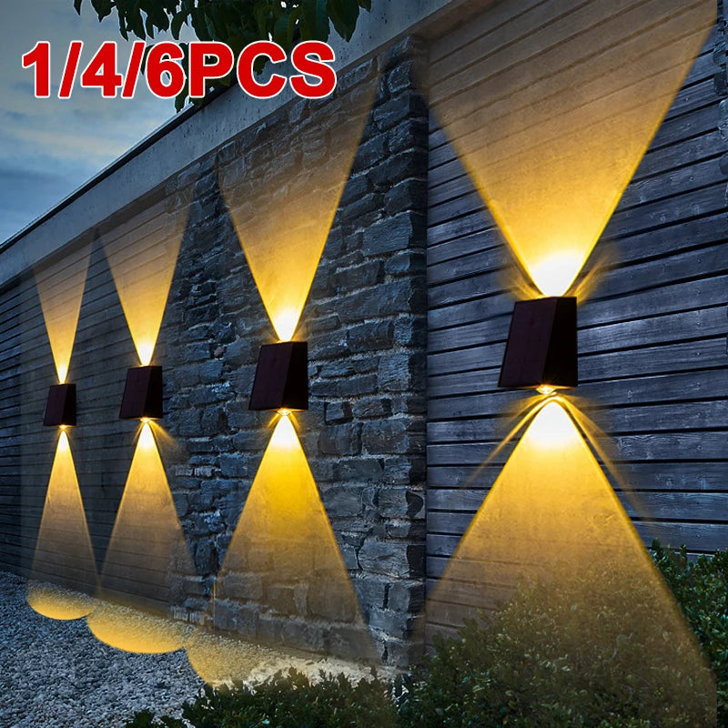 NEW Upgrade LED Outdoor Wall Solar Lights Waterproof Garden Wall Decoration Lighting For Villa Patio Stair Corridor