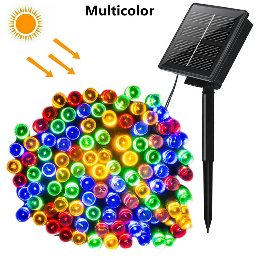 23-39ft LED Solar Light 50-100 Lights Outdoor Waterproof Fairy Garland Lights Christmas Party Halloween Decorations Solar Lights