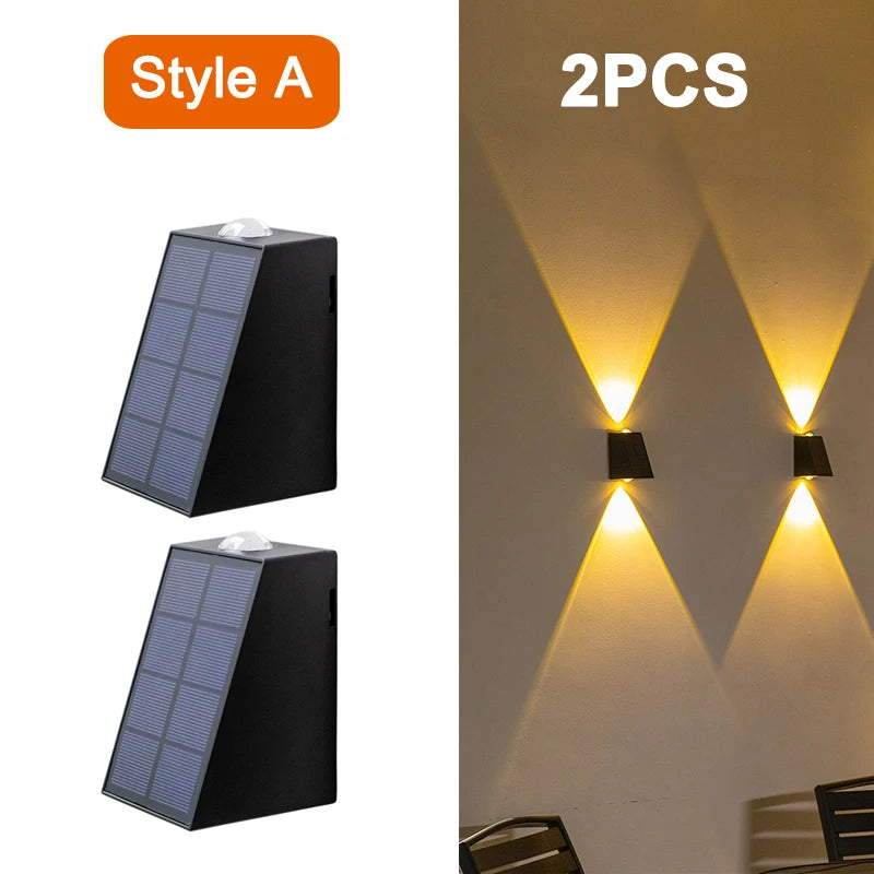 NEW Upgrade LED Outdoor Wall Solar Lights Waterproof Garden Wall Decoration Lighting For Villa Patio Stair Corridor