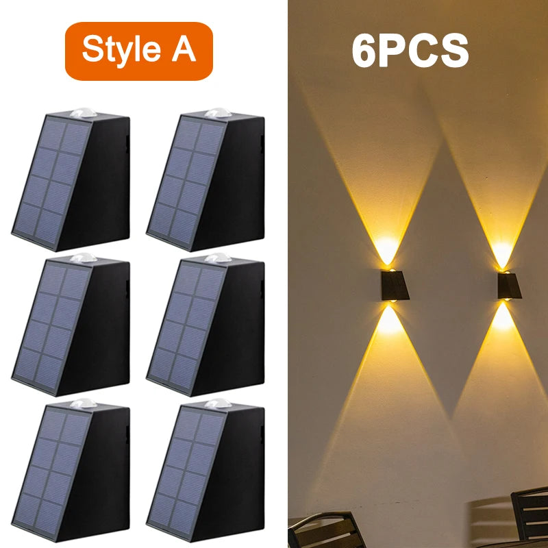 NEW Upgrade LED Outdoor Wall Solar Lights Waterproof Garden Wall Decoration Lighting For Villa Patio Stair Corridor